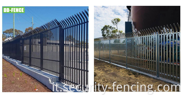 Sicurezza in ferro in acciaio rivestito in polvere Pannello di scherma Palisade Fence Palisade Metal Palisade per Giardino Europa